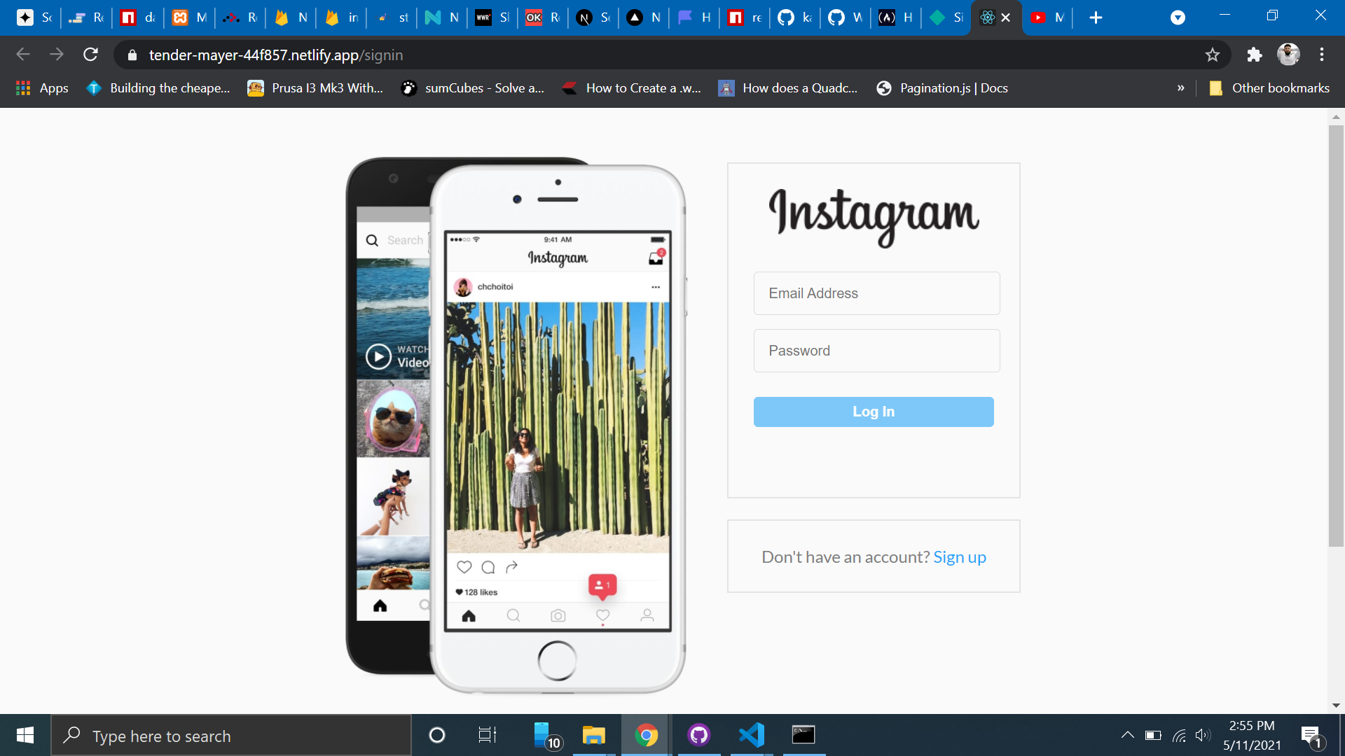 React instagram clone app