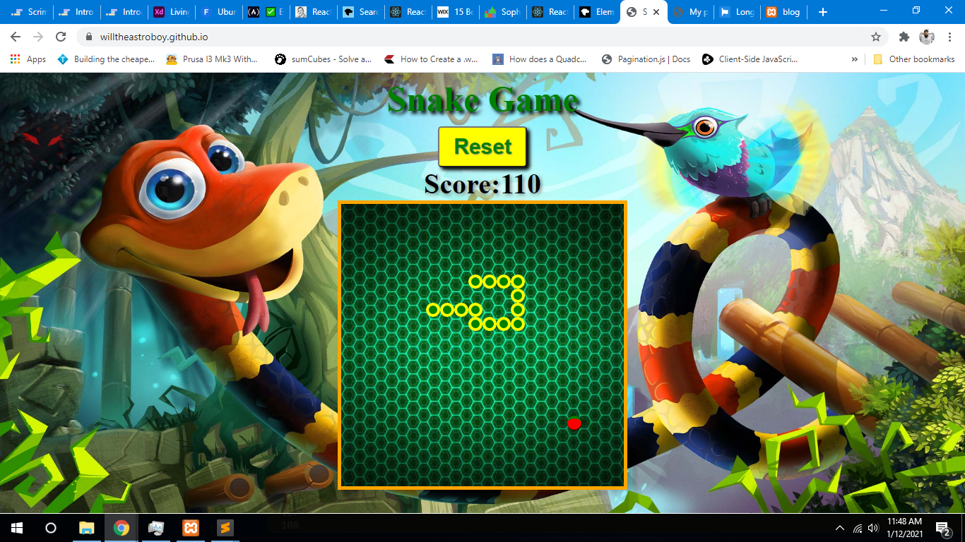 classic snake game made with html,css and javascript